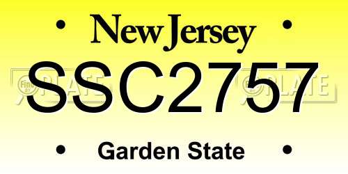SSC2757 New Jersey License Plate