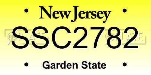 SSC2782 New Jersey License Plate