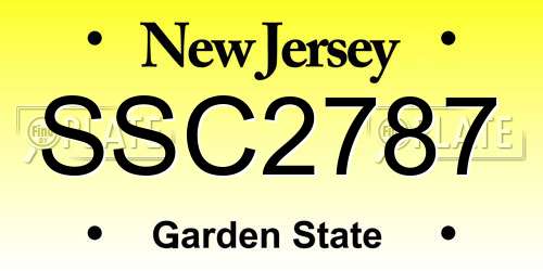 SSC2787 New Jersey License Plate