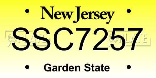 SSC7257 New Jersey License Plate