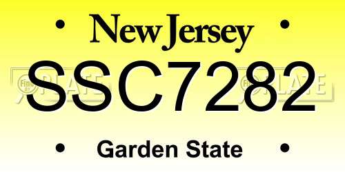 SSC7282 New Jersey License Plate