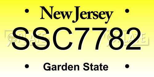 SSC7782 New Jersey License Plate