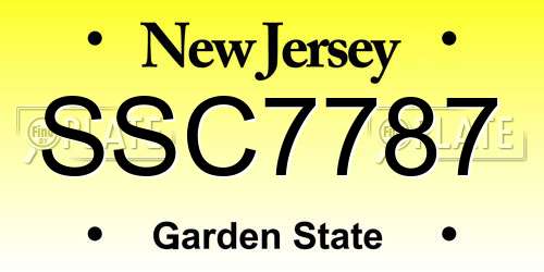 SSC7787 New Jersey License Plate