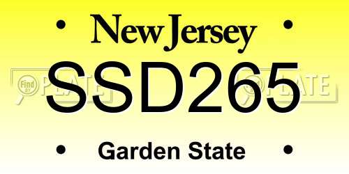 SSD265 New Jersey License Plate