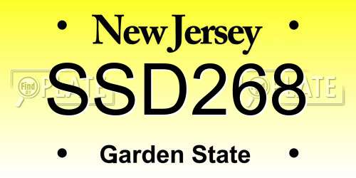 SSD268 New Jersey License Plate