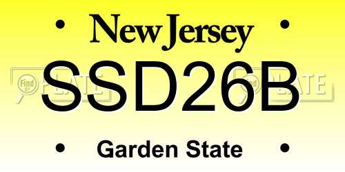 SSD26B New Jersey License Plate