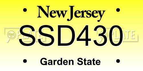 SSD430 New Jersey License Plate
