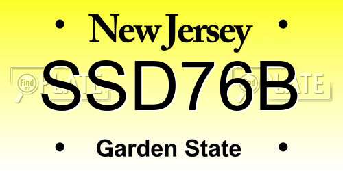 SSD76B New Jersey License Plate