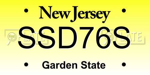 SSD76S New Jersey License Plate