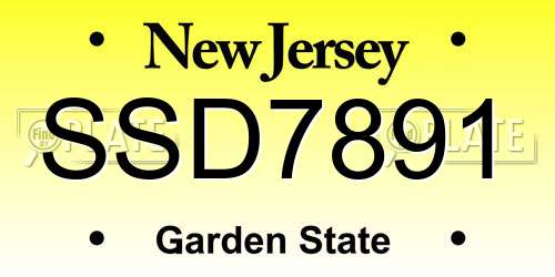 SSD7891 New Jersey License Plate