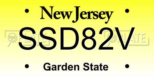 SSD82V New Jersey License Plate