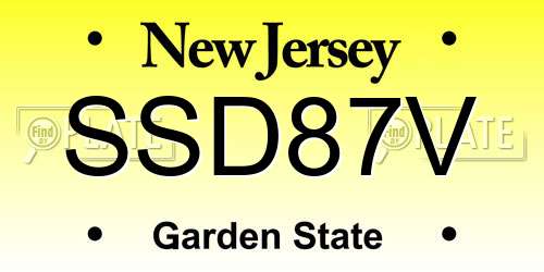 SSD87V New Jersey License Plate