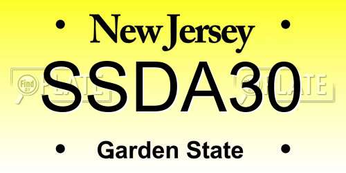 SSDA30 New Jersey License Plate