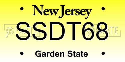 SSDT68 New Jersey License Plate