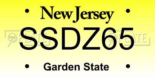 SSDZ65 New Jersey License Plate