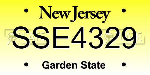 SSE4329 New Jersey License Plate