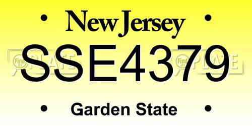 SSE4379 New Jersey License Plate