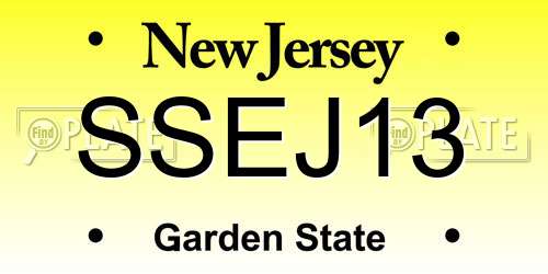 SSEJ13 New Jersey License Plate