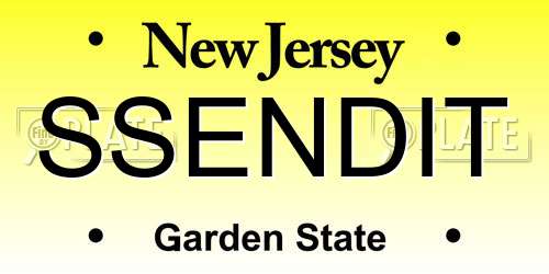 SSENDIT New Jersey License Plate