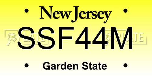 SSF44M New Jersey License Plate