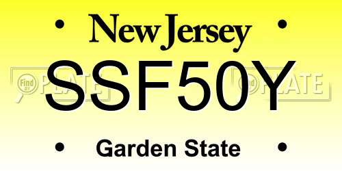 SSF50Y New Jersey License Plate