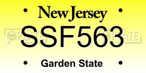 SSF563 New Jersey License Plate