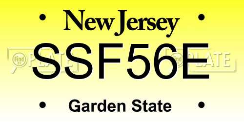 SSF56E New Jersey License Plate