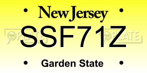 SSF71Z New Jersey License Plate