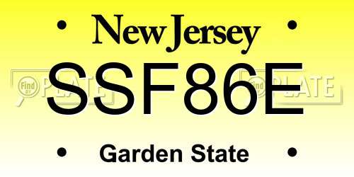 SSF86E New Jersey License Plate