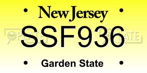 SSF936 New Jersey License Plate