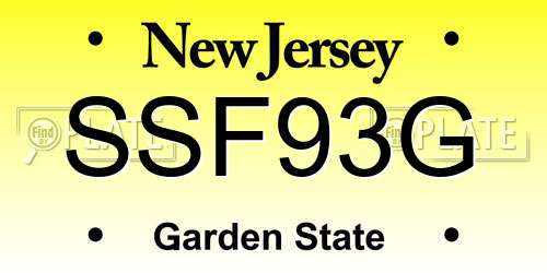 SSF93G New Jersey License Plate