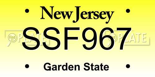 SSF967 New Jersey License Plate
