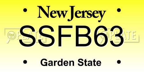 SSFB63 New Jersey License Plate