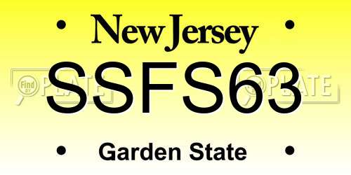 SSFS63 New Jersey License Plate