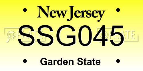 SSG045 New Jersey License Plate