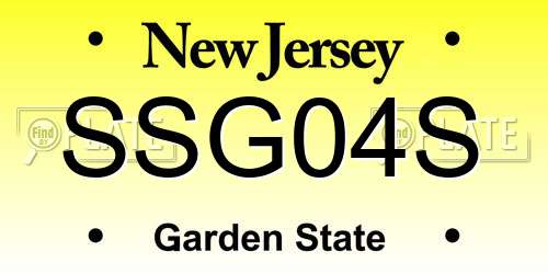 SSG04S New Jersey License Plate