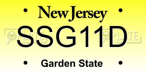 SSG11D New Jersey License Plate