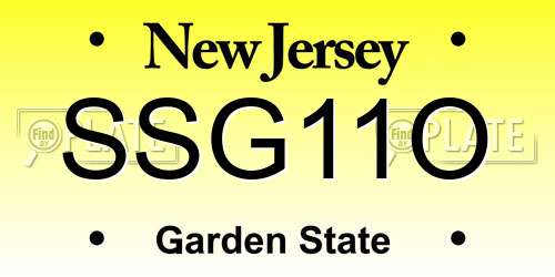 SSG11O New Jersey License Plate