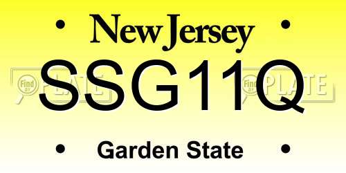 SSG11Q New Jersey License Plate