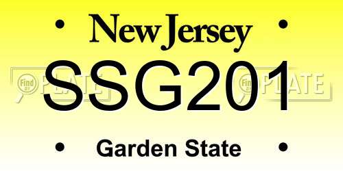 SSG201 New Jersey License Plate