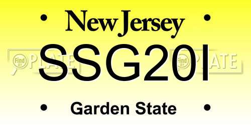 SSG20I New Jersey License Plate