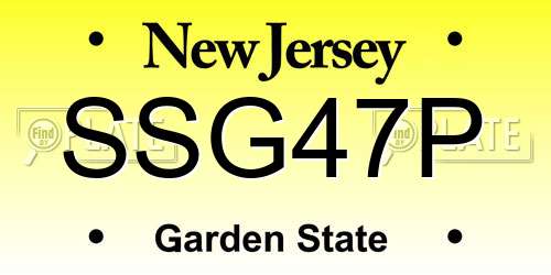 SSG47P New Jersey License Plate
