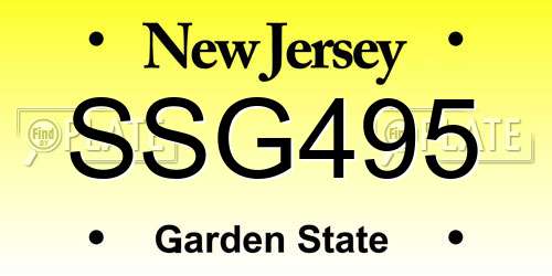 SSG495 New Jersey License Plate