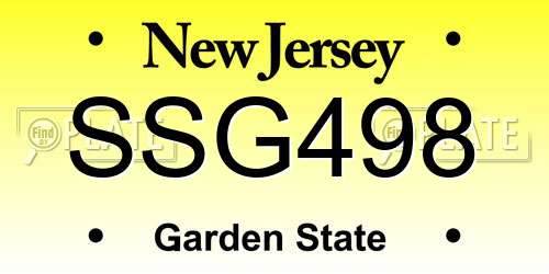 SSG498 New Jersey License Plate