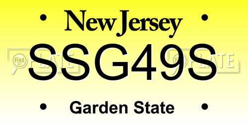 SSG49S New Jersey License Plate