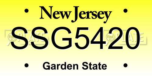 SSG5420 New Jersey License Plate