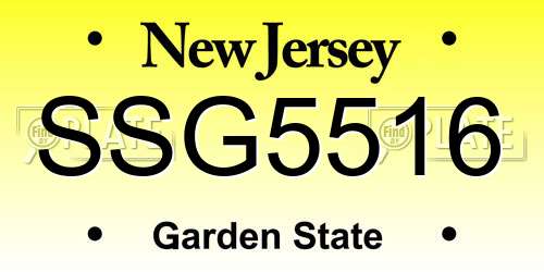 SSG5516 New Jersey License Plate