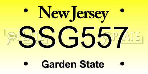SSG557 New Jersey License Plate