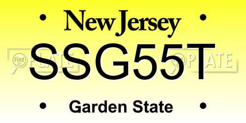 SSG55T New Jersey License Plate