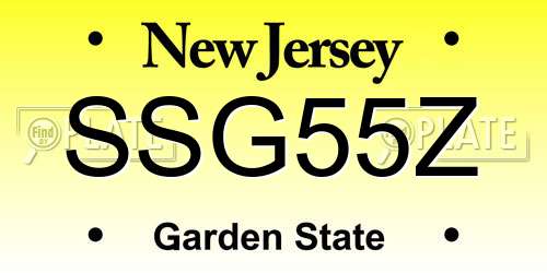 SSG55Z New Jersey License Plate